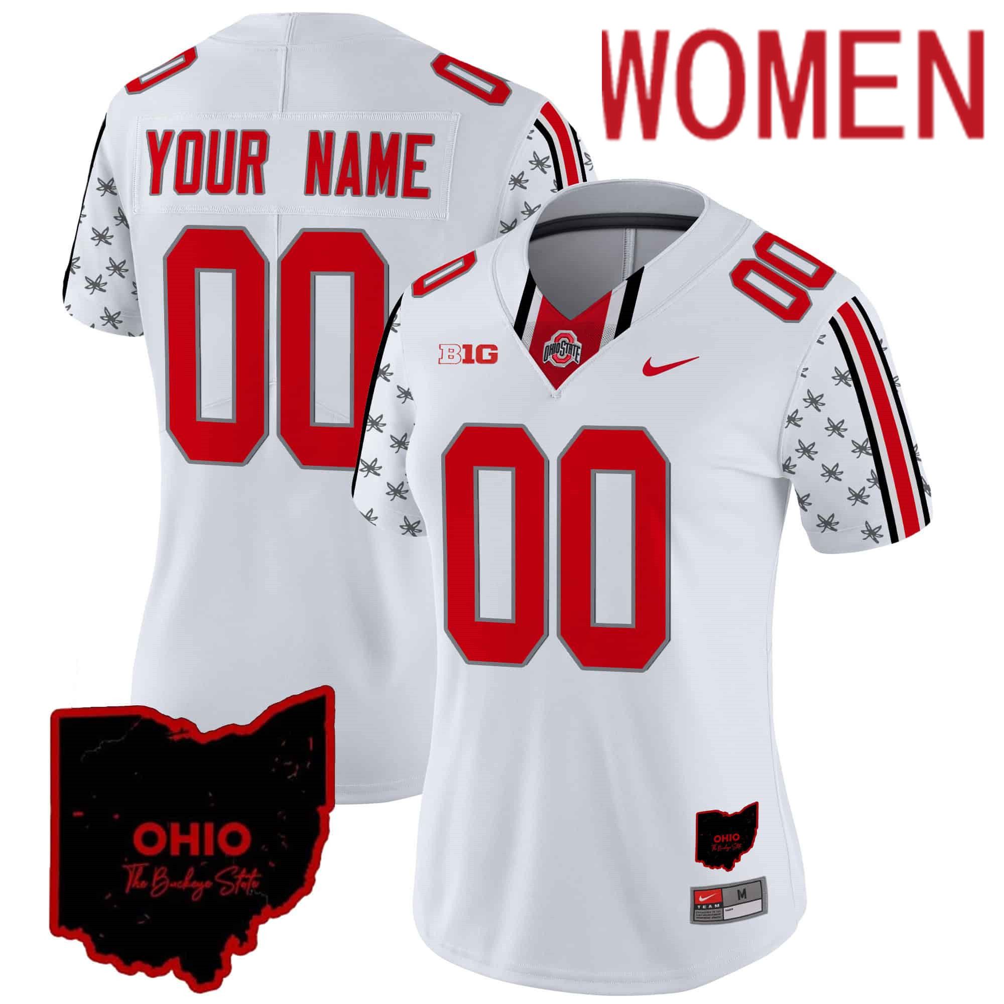 Women Ohio State Buckeyes White 2024 Nike Home Patch Vapor Limited Custom NCAA Jersey